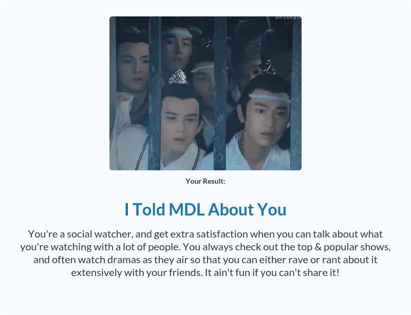 Results for quiz which type of drama watchers are you?