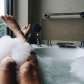 Taking a hot bath